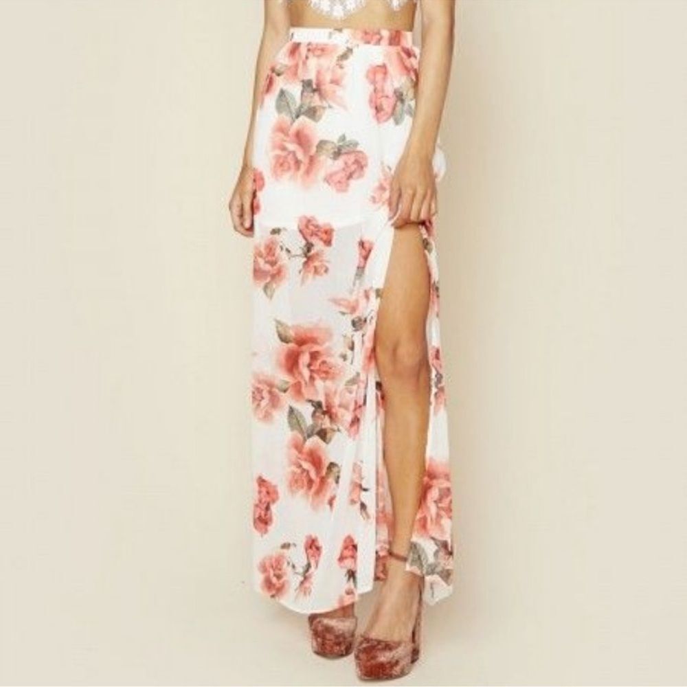 Show Me Your MuMu Rose Print Sullens Maxi Skirt XS